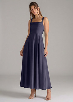 Azazie Shaude Bridesmaid Dresses Stormy A-Line Pleated Stretch Satin Dress image4