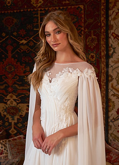 Azazie Linnea Wedding Dresses A-Line Scoop Chiffon Chapel Train Dress image5