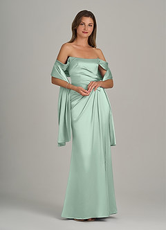 front Azazie Matching Color Ireland Metallic Satin Shawl