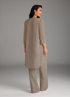 Azazie Maura Mother of the Bride Dresses Taupe Jumpsuit/Pantsuit Sequins Chiffon Dress image4