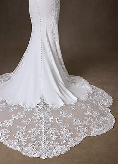 Azazie Estephanie Wedding Dresses Diamond White Mermaid Sequins Stretch Crepe Dress image5