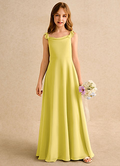 Azazie Puppy Girls Formal Flower Girl Dresses Canary A-Line Pleated Chiffon Dress image5