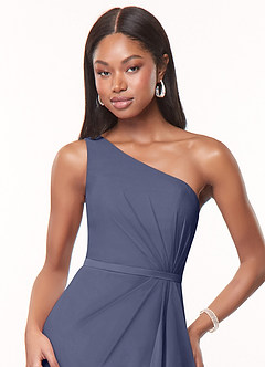 Azazie Liza Bridesmaid Dresses Stormy Mermaid One Shoulder Chiffon Dress image5