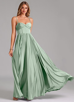 Azazie Akiko Bridesmaid Dresses Agave A-Line Sweetheart Neckline Stretch Satin Dress image5