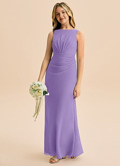 Azazie Floris Junior Jurk van Chiffon met A-Lijn Geplooid Tahiti image1