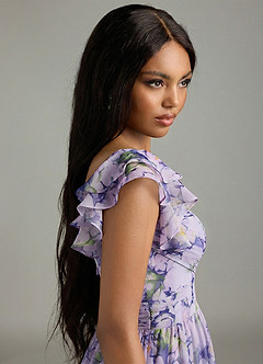 Azazie Anaya Bridesmaid Dresses Lilac Bloom A-Line Sweetheart Neckline Chiffon Dress image6