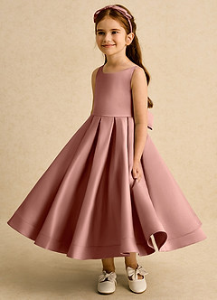 Azazie Babs Flower Girl Dresses Cedar Rose Ball-Gown Pleated Matte Satin Dress image5