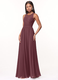 Azazie Nina Bridesmaid Dresses Sangria A-Line Pleated Chiffon Dress image4