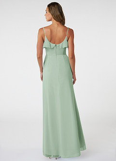 Azazie Natalia Bridesmaid Dresses Agave A-Line Chiffon Dress image2