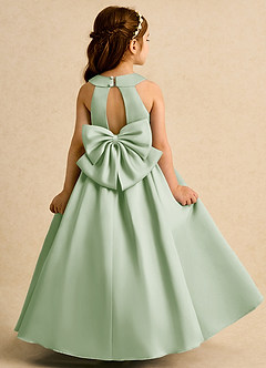 Azazie Daisies vestidos de niña de las flores Vestido de Salvia Polvorienta de Satin Mate de Princesa con Lazo image7