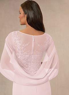 Azazie Hera Mother of the Bride Dresses Blushing Pink A-Line Lace Capelet Chiffon Dress image4