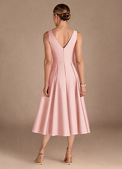 Azazie Fulton Mère de la mariée Robes Robe Trapèze en Satin extensible Plissée Rose Poudré image3