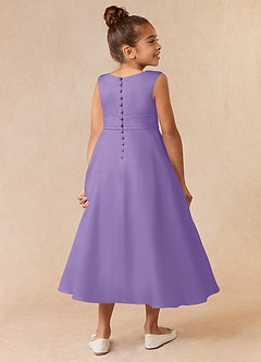 Azazie Lindy Flower Girl Dresses Tahiti A-Line Pleated Matte Satin Dress image6