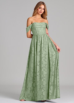 Azazie Hattie Brudtärnklänningar Klä av A-Linje i Blommig Utbrändhet Korsett Dusty Sage image4