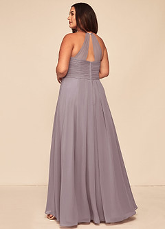 Azazie Ginger Bridesmaid Dresses Dusk A-Line Halter Pleated Chiffon Dress image10