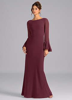 Azazie Leone Bridesmaid Dresses Cabernet Mermaid Corset Chiffon Dress image1
