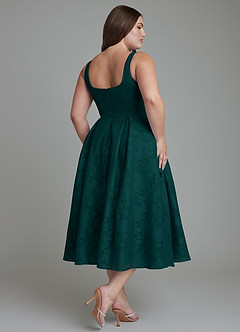 Azazie Amalie Robes de demoiselle d'honneur Robe Trapèze en Blumen-Burnout Plissé Vert Pin image11