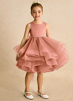 Azazie Tinie Blumenmädchenkleider Ballkleid Schleifen Tüll Kleid Mai Tai image2