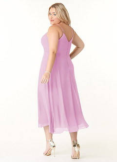 Azazie Clarissa Robes de demoiselle d'honneur Robe Trapèze en Mousseline de soie Col en V Rose Bonbon image10