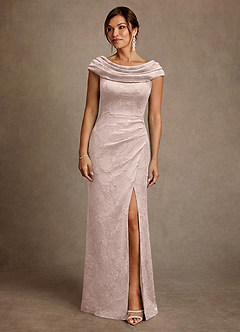 Azazie Irvine vestidos de madre de la novia Vestido de Rosa Rubor de Devorado Floral de Corte en A con Plisado image3