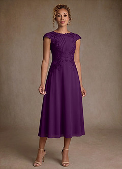 Azazie Crista Mother of the Bride Dresses Grape A-Line Lace Chiffon Dress image1