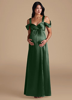 Azazie Rhea Maternity Bridesmaid Dresses A-Line Pleated Metallic Satin Floor-Length Dress image6