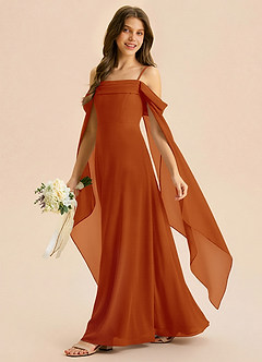 Azazie Moana Junior Linia A Pofałdowany Szyfon Długość podłogi Młodsza druhna Sukienka image2