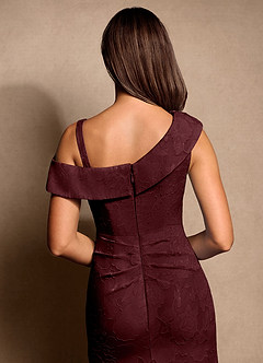 Azazie Hamptons Mother of the Bride Dresses Cabernet A-Line Pleated Floral Burnout Dress image7