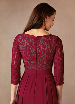 Azazie Lucianna Mother of the Bride Dresses Burgundy Taupe A-Line Lace Dress image8