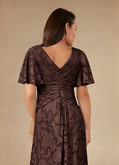 Azazie Emmeline 신부의 어머니 드레스 A라인 주름진 플로럴 번아웃 플로어 길이 드레스 image6