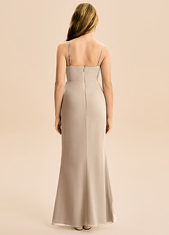 Azazie Buzzy Junior Taupe Sheath Pleated Chiffon Dress image5