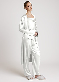 front Satijnen loungewearset met lange mouwen, 3-delig