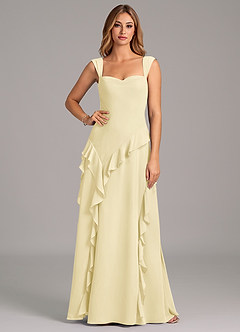 Azazie Sloane Bridesmaid Dresses Lemon Sorbet A-Line Sweetheart Neckline Chiffon Dress image5