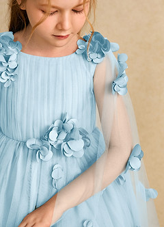 Azazie Staria Blumenmädchenkleider Ballkleid Gestreift Tüll Kleid Himmelblau image10