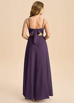 Azazie Shale Junior Plum A-Line Bow Chiffon Dress image1