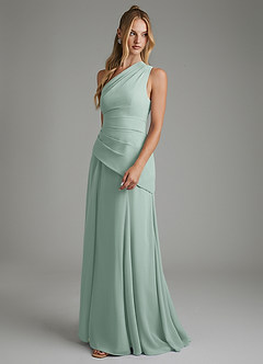 Azazie Holly Bridesmaid Dresses Agave A-Line Corset Chiffon Dress image5