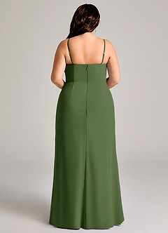 Azazie Maci Bridesmaid Dresses Olive Sheath Pleated Chiffon Dress image9