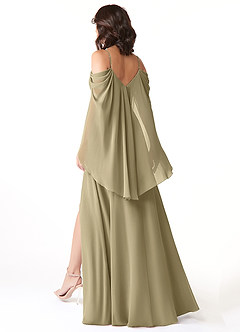 Azazie Cienna Bridesmaid Dresses Moss Green A-Line Off the Shoulder Chiffon Dress image5