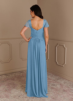 Azazie Gwenyth Mother of the Bride Dresses Steel Blue A-Line Lace Chiffon Dress image2