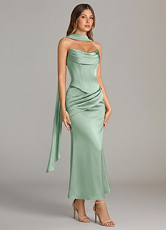 Azazie Sorrel Suknie dla druhen Syrena Gorset Satyna elastyczna Długość kostki Sukienka image3