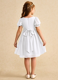 Azazie Jolie Flower Girl Dresses White A-Line with Sleeves Chiffon Dress image2