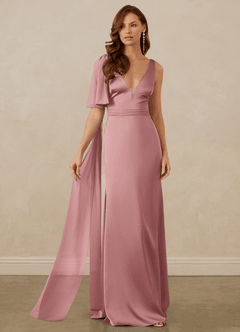 Christian Siriano Bridal for Azazie 1011 Bridesmaid Dresses Dusty Rose Mermaid Bow Stretch Satin Dress image6