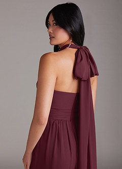 Azazie Lamara Bridesmaid Dresses Cabernet Off the Shoulder Chiffon Convertible Jumpsuit image11