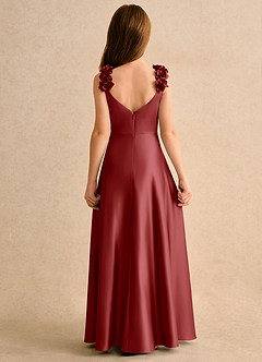 Azazie Rosita Girls Formal vestidos de niña de las flores Vestido de Óxido de Satin Mate de Corte en A con Plisado image4