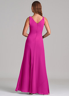 Azazie Nerine Brudtärnklänningar Klä av A-Linje i Chiffong Plisserad Fuchsia image5