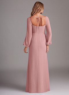 Azazie Charissa Bridesmaid Dresses Dusty Rose Sheath Long Sleeve Chiffon Dress image6