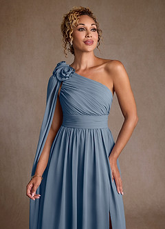 Azazie Lancaster Kleider für die Brautmutter A-Linie One-Shoulder Chiffon Kleid Zwielichtviolett image6