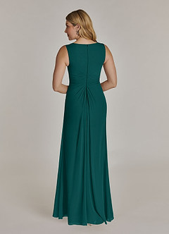 Azazie Manuella Mother of the Bride Dresses Peacock A-Line V-Neck Pleated Chiffon Dress image7