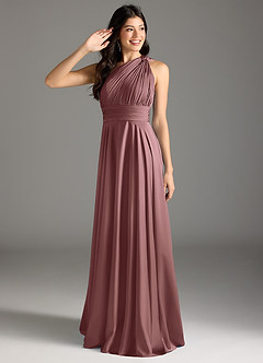 Azazie Charlize Bridesmaid Dresses Vintage Mauve A-Line One Shoulder Stretch Satin Dress image1