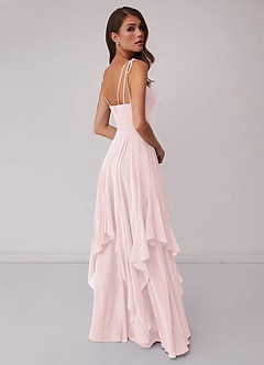 Barbie ♥ Azazie At-home Try On Dresses V-neck Chiffon Tiered A-line Dress image2